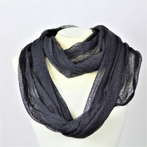 Vera Wang Simply Vera Sheer Black Scarf - Picture 2 of 8